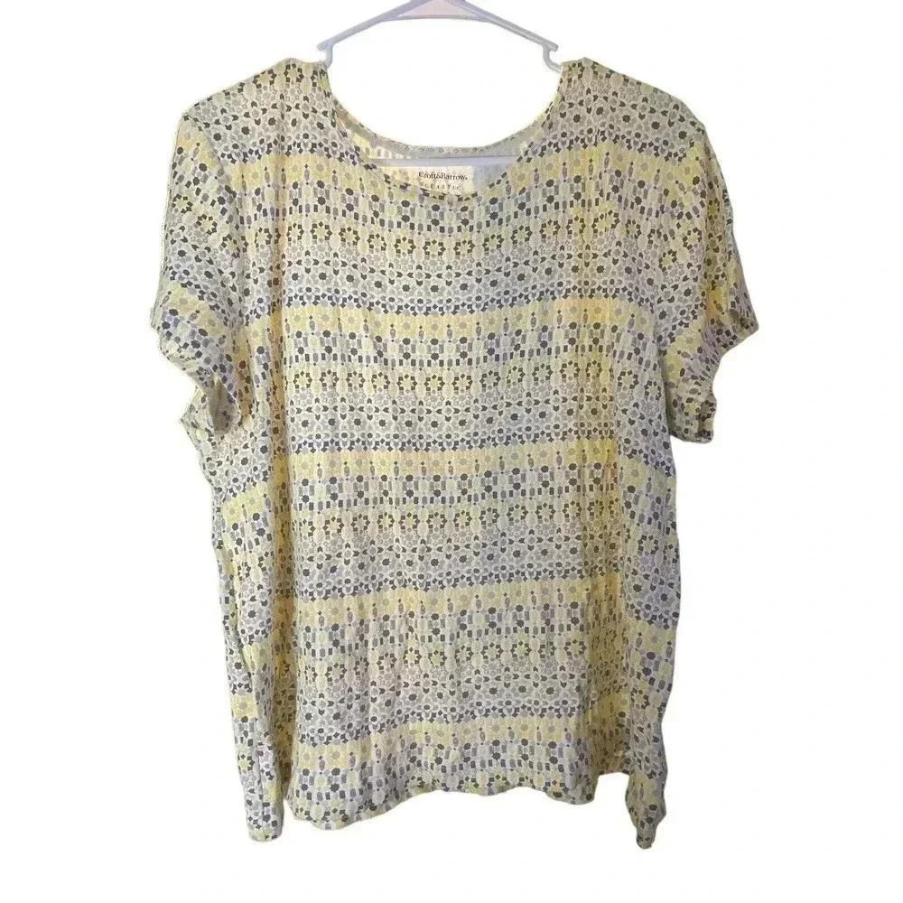 CROFT AND BARROW CLASSIC TEE SIZE XXL PALE YELLOW AND BROWN